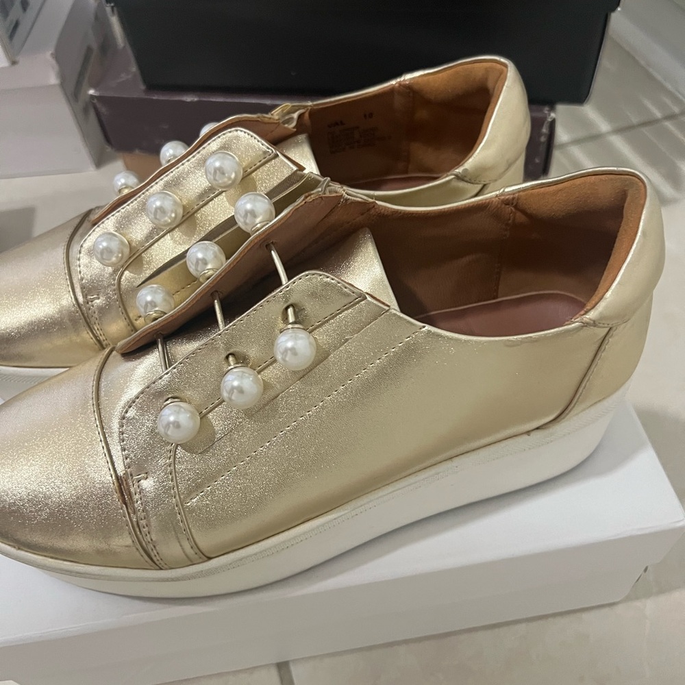 Gold espadrilles